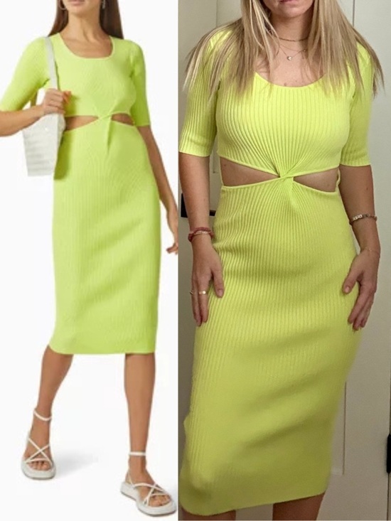 Jonathan Simkhai Dresses & Skirts - Jonathan Simkhai Collette Lemongrass Cutout Rib Knit Midi Dress